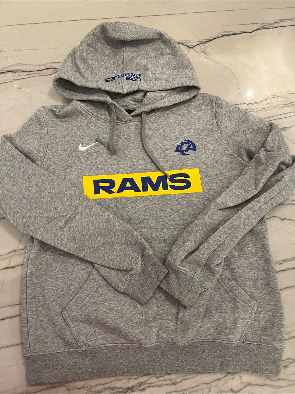 Nike Gray Hoodie with Yellow RAMS Chest Logo